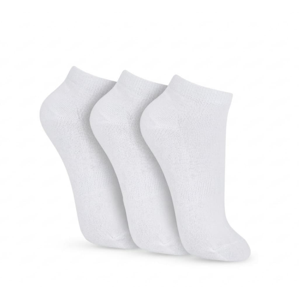 Kit 3 meias Preto Branco Unisex Casual Esporte Invisivel Algodao