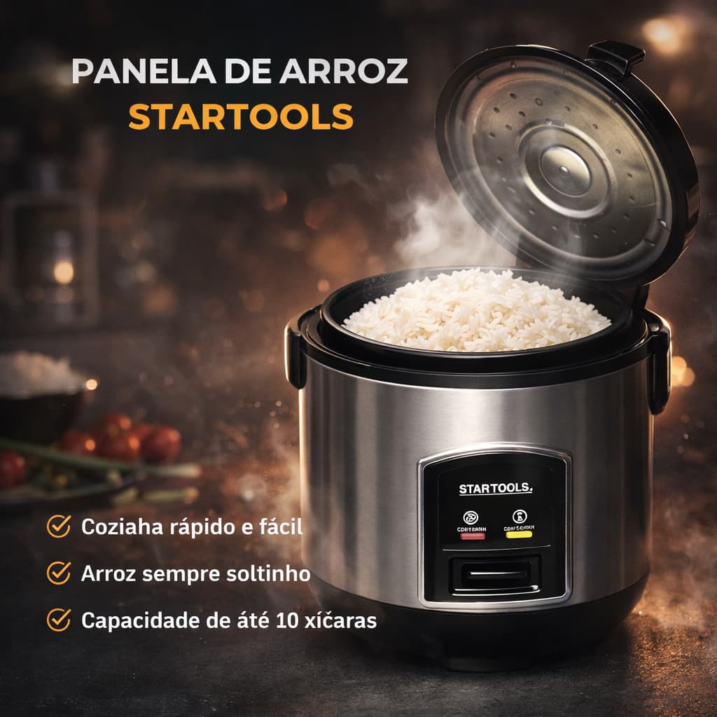 Panela Arroz Elétrica Compacta 1 Litro Cozimento Rápido Automático Preta 220V