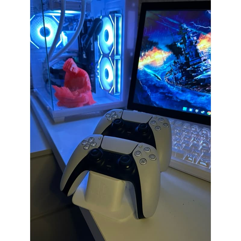 Suporte Duplo para Controle PS5 – Organizador de Mesa Gamer
