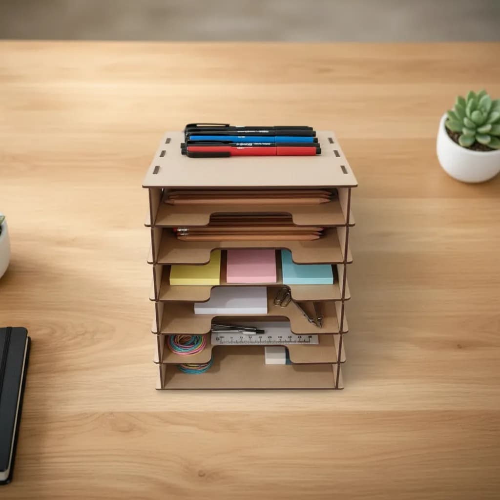 Porta Documentos de Mesa MDF Organizador Escritório Home Office