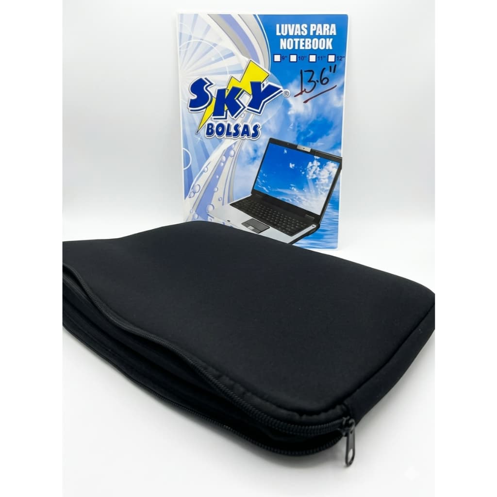 Capa Luva Case Para Notebook 13.6 Polegadas Neoprene Com Zíper Preta Sky Bolsas