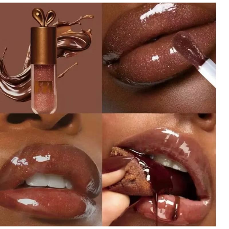 Gloss Labial Chocolate com Chaveiro – Brilho Intenso e Hidratação