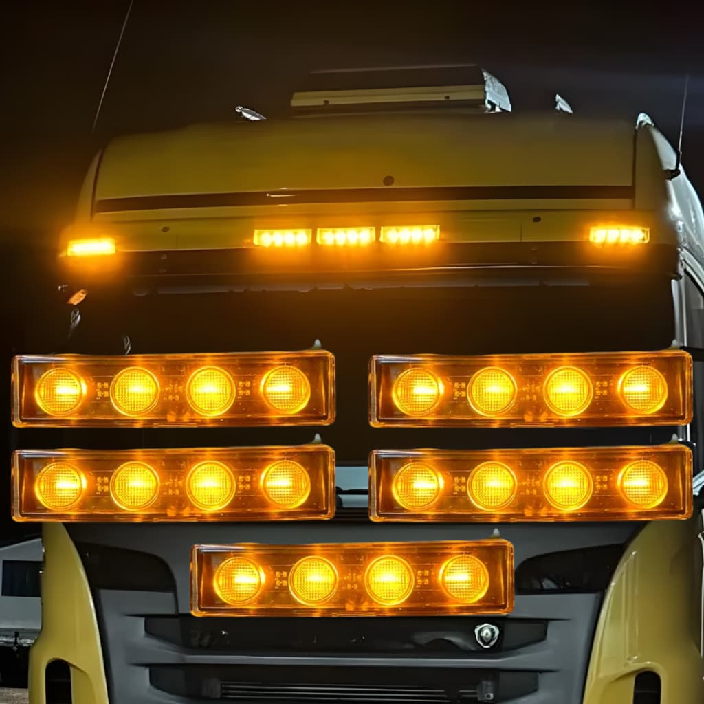 Kit 5 Lanternas Tapa Sol Led Compatível Scania S4 S5 Ambar
