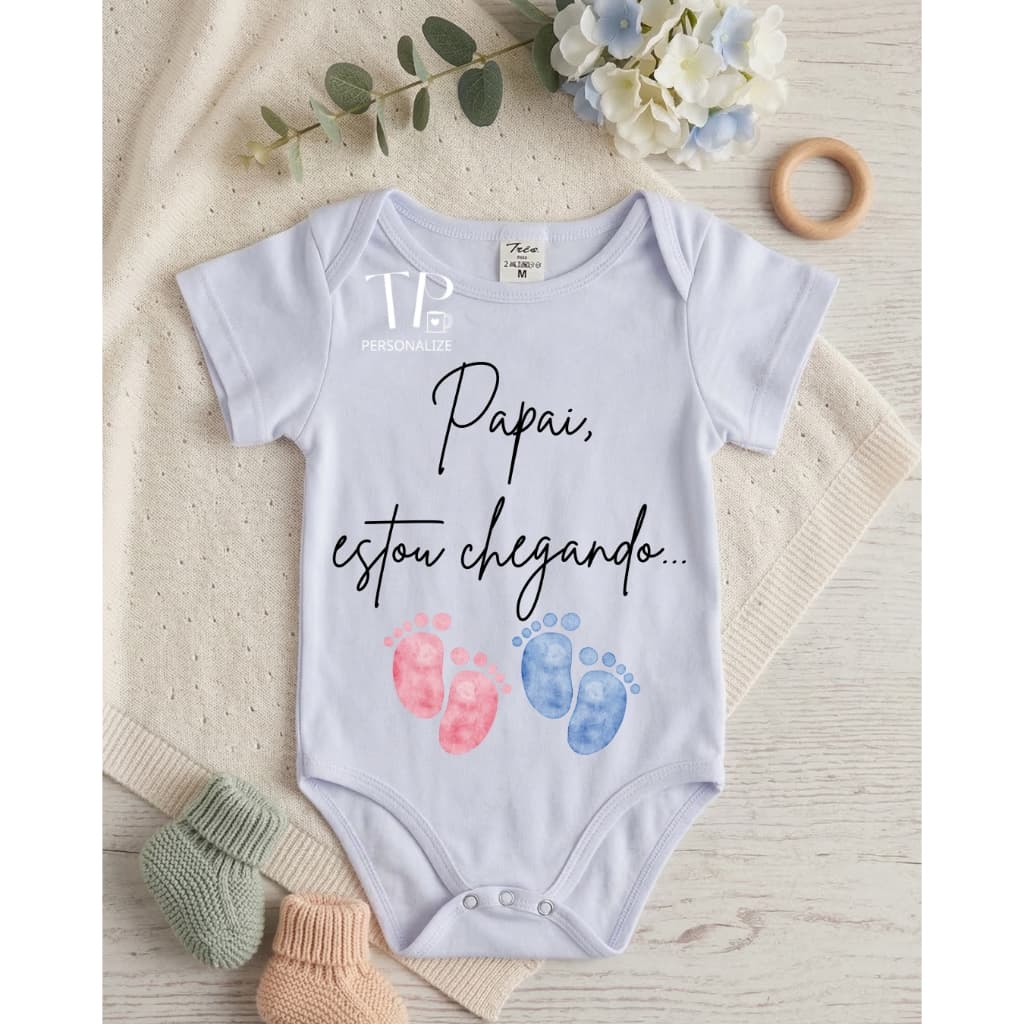 Body de Bebê Personalizado – Anúncio de Gravidez Chá revelação– 100% Poliester Premium