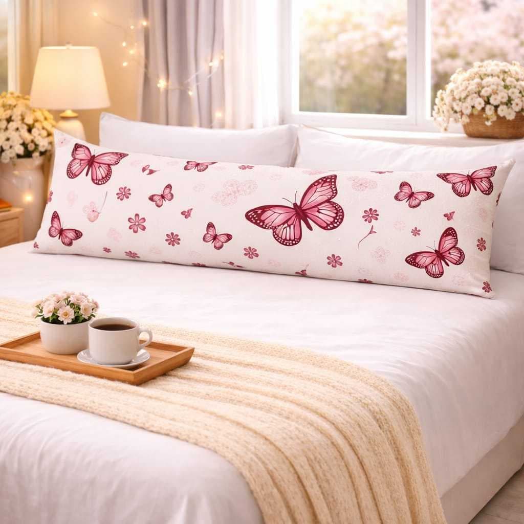 Capa de Travesseiro De Corpo  Fronha Xuxão 1.25x0.45cm da Borboleta Cama Quarto Sala e Decoração