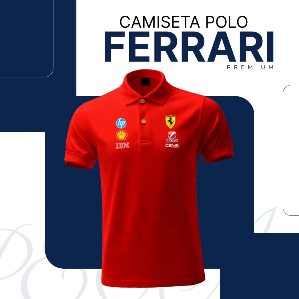 Camiseta Gola Polo Masculina Camisa Trabalho Corrida SCuderia Ferrari Camiseta Formula 1