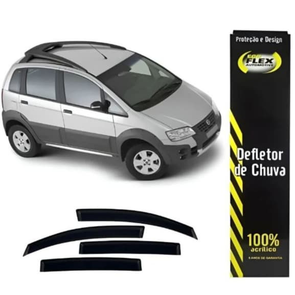 Calha de Chuva Defletor Fiat Idea 2005 a 2015 4 Portas Acrílico Fumê Ecoflex- Fácil Instalação