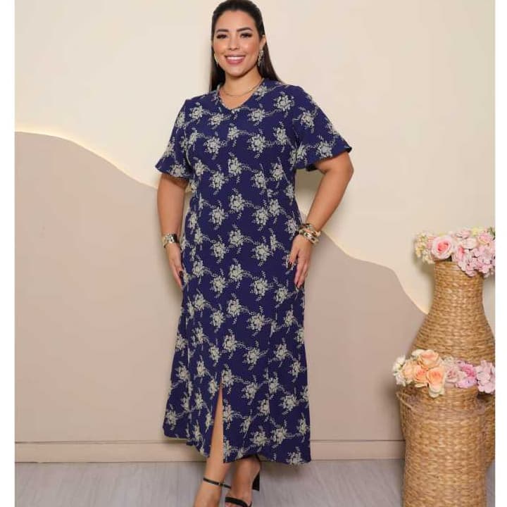 VESTIDO PLUS SIZE ESTAMPADO MODA EVANGELICA PRA FESTA E COMGRESSOS CASUAL VERSATIL