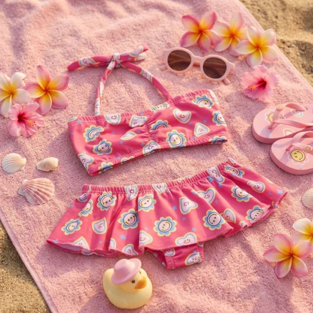 Bikini Biquini Criança Infantil divertido com frufru Top Babado Verão Praia Piscina