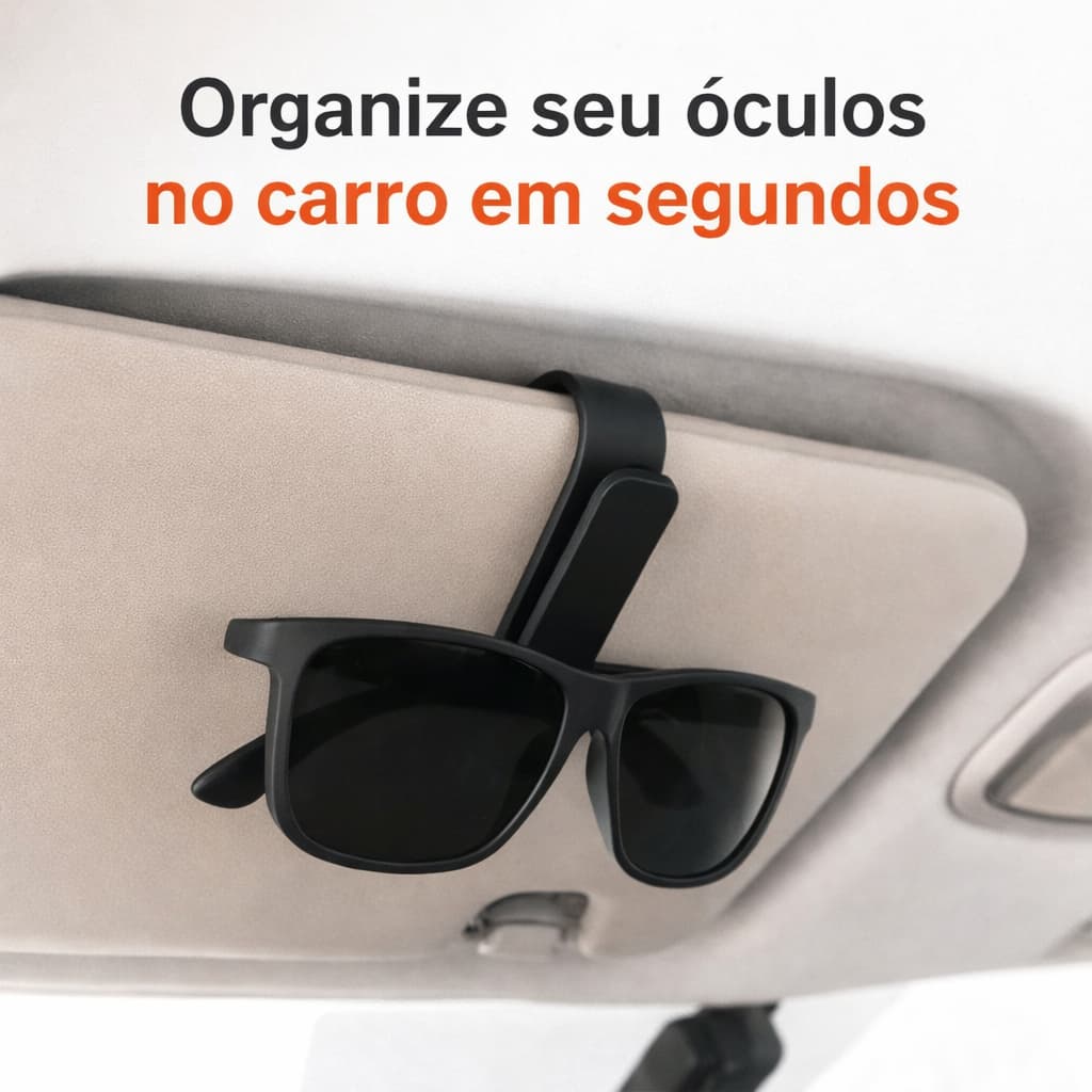 Suporte de Óculos para Carro | Clip Organizador de Óculos na Viseira Automotiva Universal