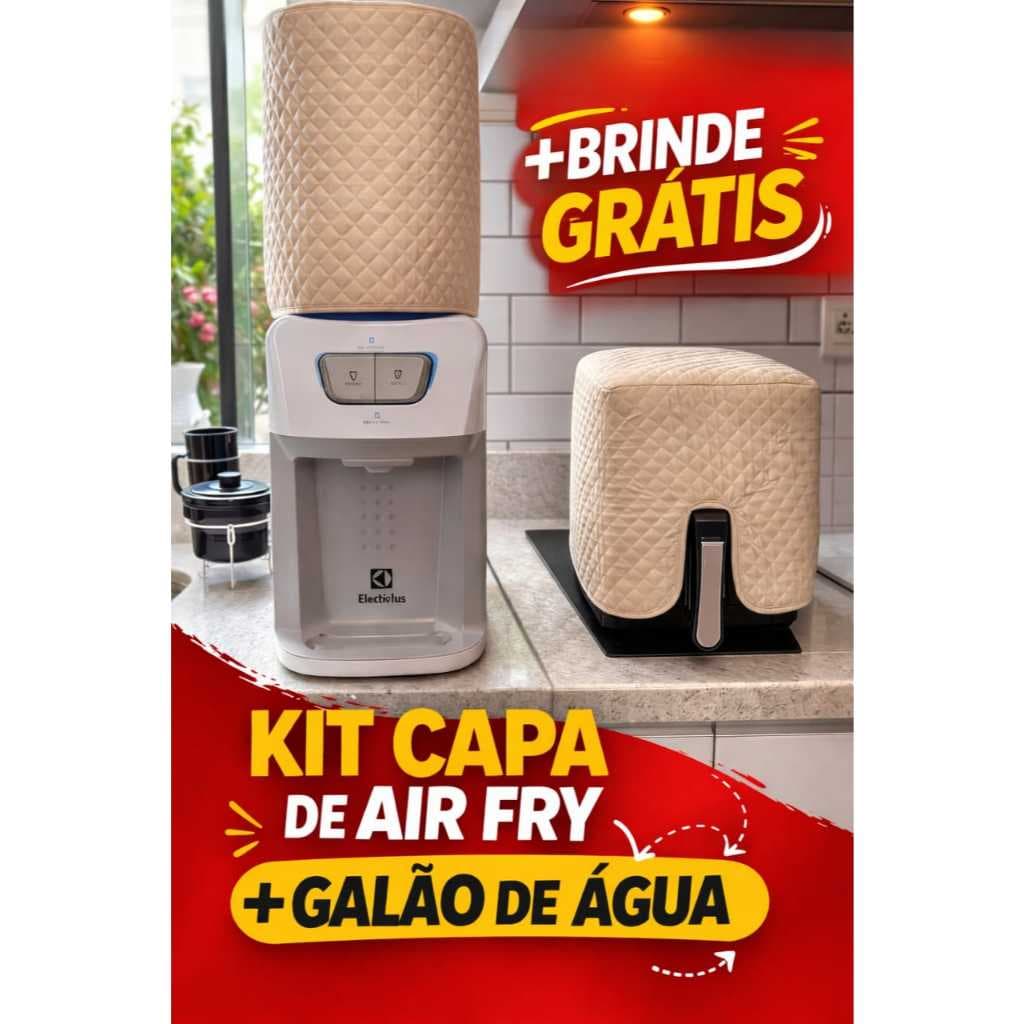 KIt Capa Galão de Água + Air Fryer Matelada Proteção Premium 4 e 4,5 L