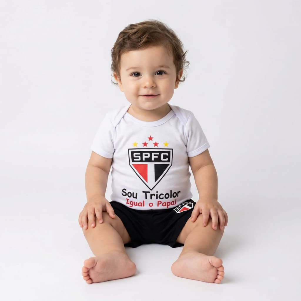 Body Infantil Menino São Paulo Tricolor Roupa de Bebê RN Mesversario Promoção
