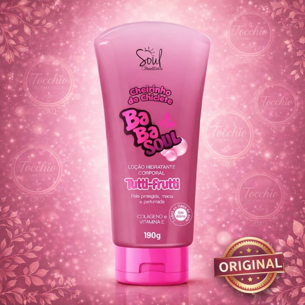Kit Bisnaga Hidratante Corporal BABASOUL Cheirinho de Chiclete Irresistível SOUL 190ml- TUTTI-FRUTTI