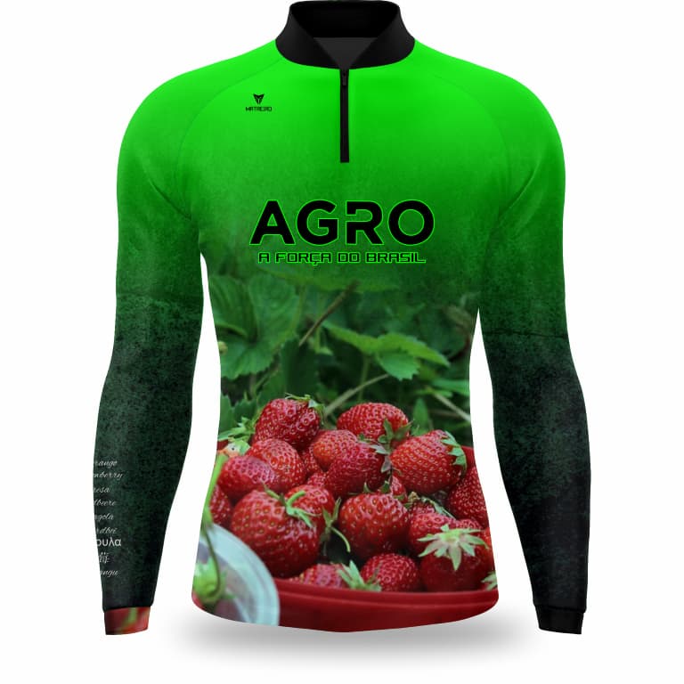 Matreiro Camiseta UV Morango Manga Longa Proteção Solar