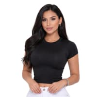 Baby Tee Feminina - Blusa Slim Fit Manga Curta Blusa de Compressão Muitas Cores