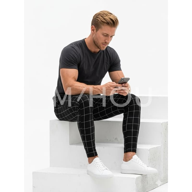 Calça Masculina bengaline xadrez skinny Malha Elastano premium