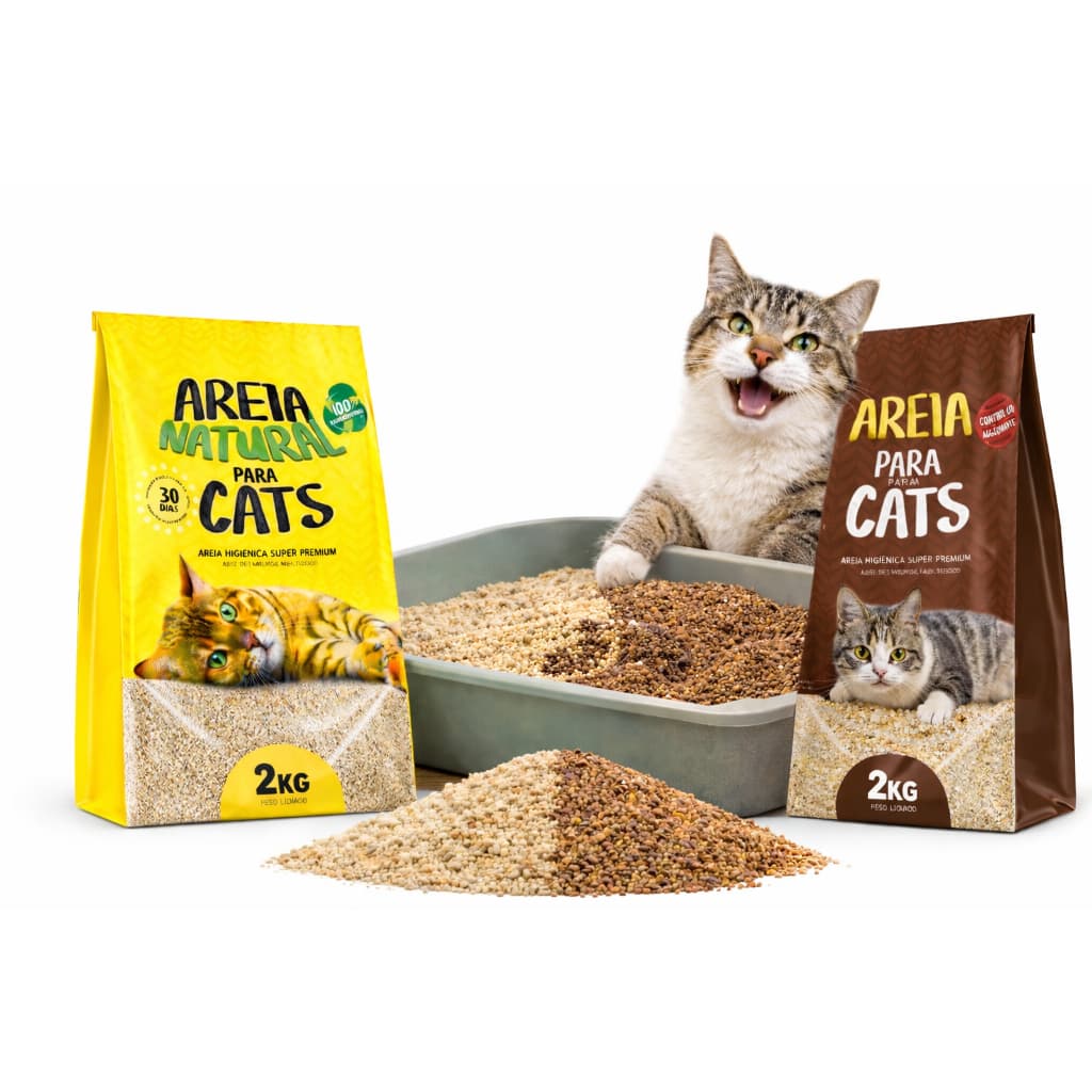 Nova Areia Para Gato biodegradável mandiocaTiger 4kg Premium Alta Absorção Torrão Ultra Rápido Sem Odor Rende Mais