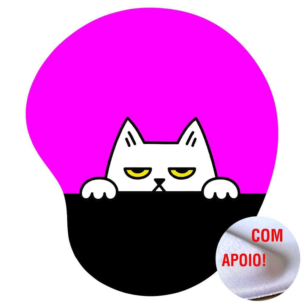 Mouse Pad Ergonômico com Apoio de Punho Gato Escondido Gatinho Cores 5