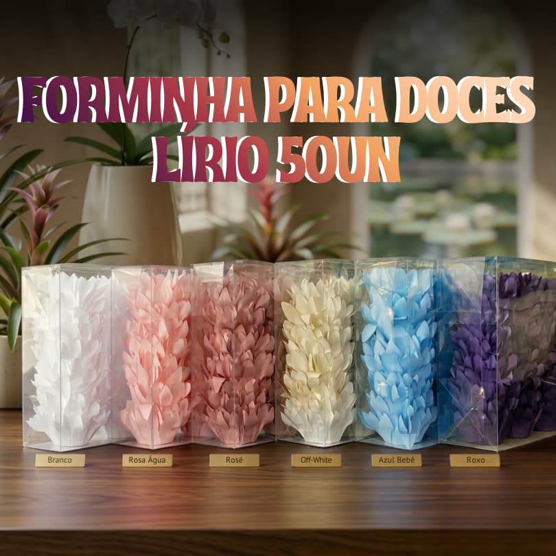 Forminha para doces finos Lírio 50un | Rose, Branco, Rosa, Azul Bebê e Roxa | Brigadeiro