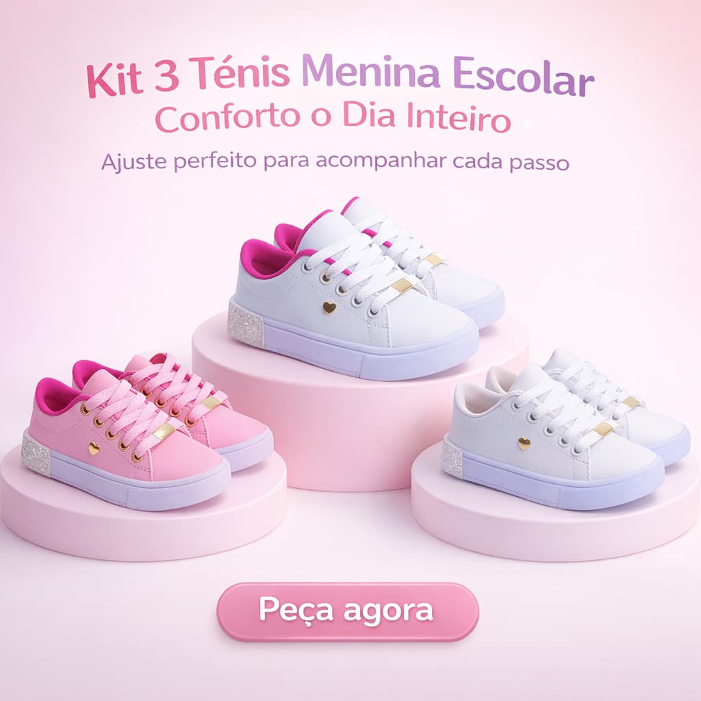 Kit 3 Tênis Infantil Menina para Passeio Confortável Estiloso 25 ao 33 Pronta Entrega