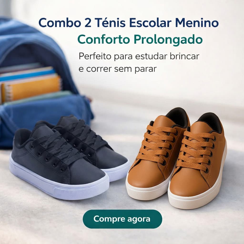 Kit Menino Tênis Casual Escolar : Estilo e Praticidade para o Dia a Dia Escolar | COMPRE AGORA!