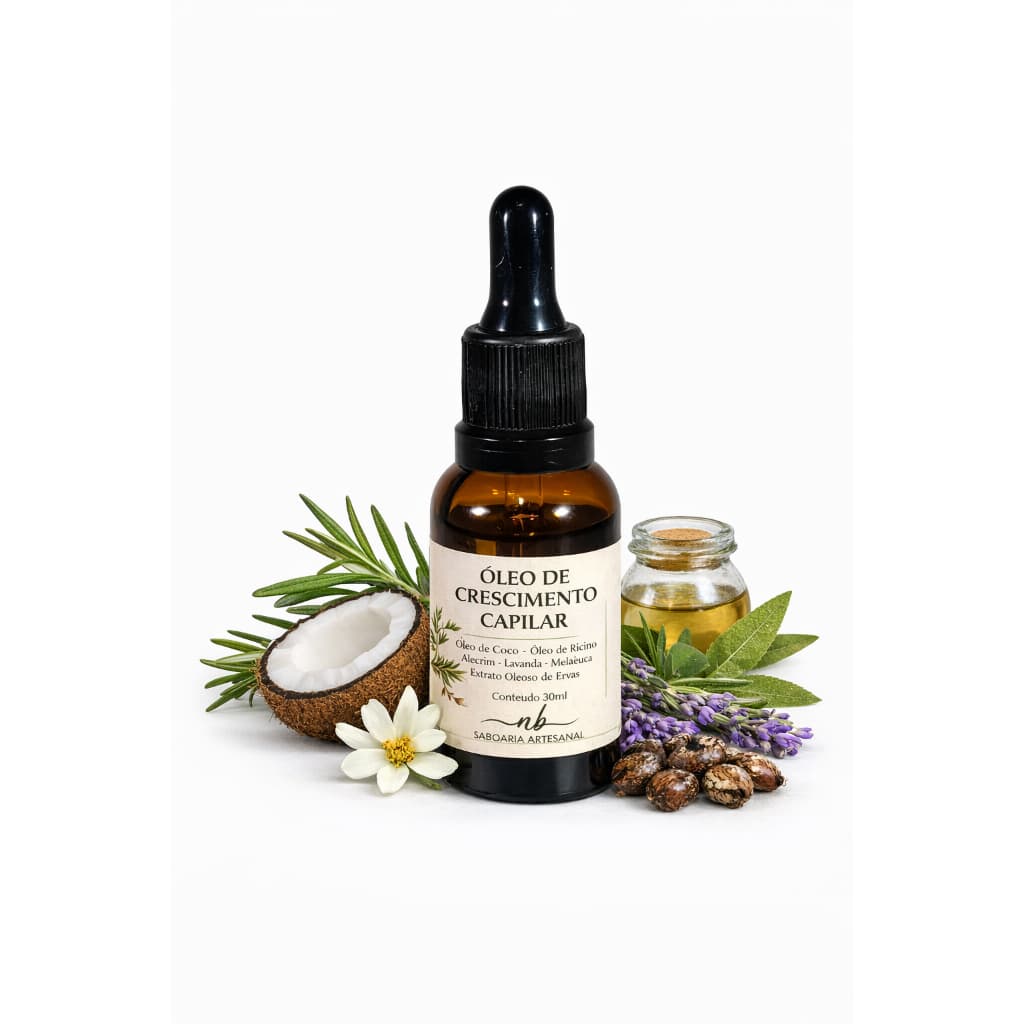 Blend de Crescimento Capilar 30ml Fortalecedor Natural Com Alecrim E Rícino