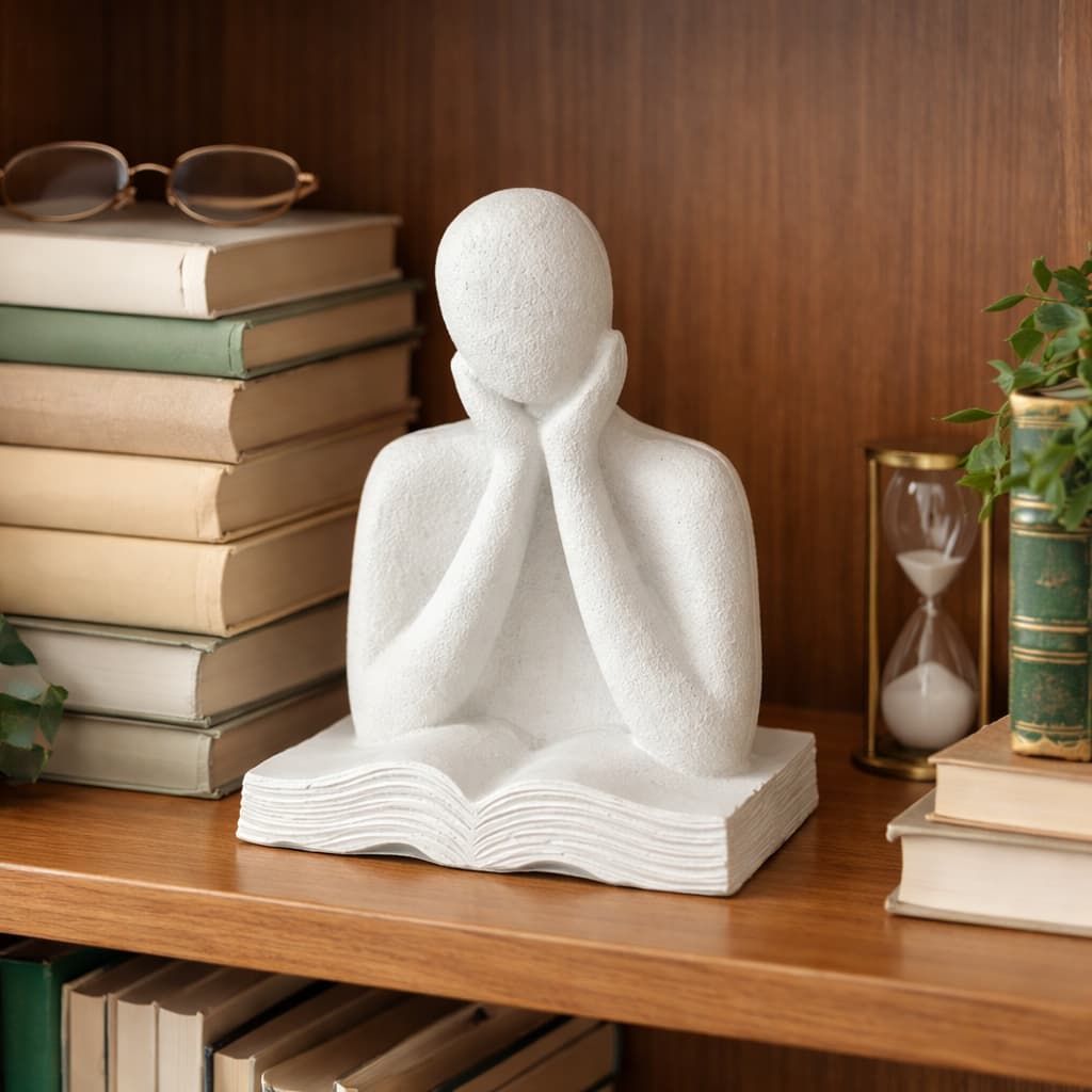 Estátua Decorativa "Leitor Pensador" Minimalista Moderno Presente Estátua Criativo Sala Escritório