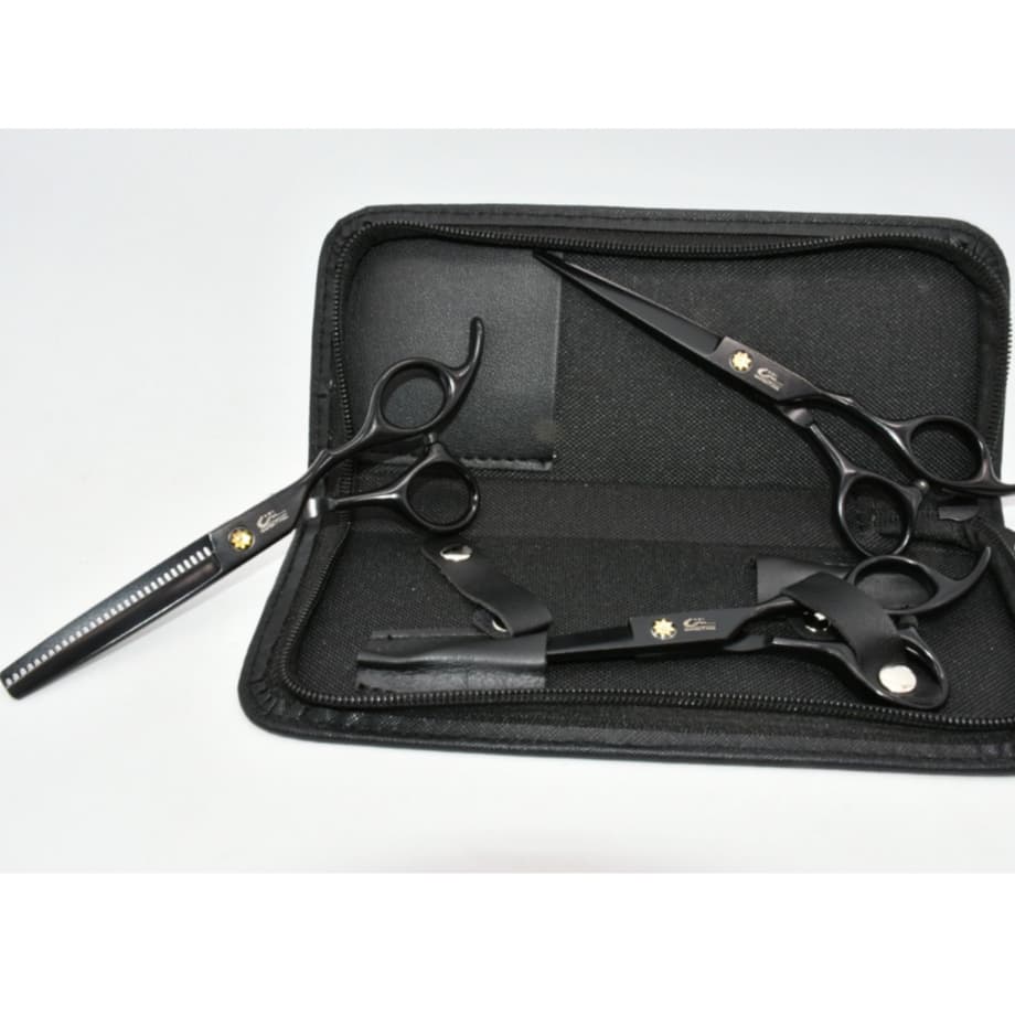 Kit 3 Tesoura Profissional Umi Preta – 6 Polegadas e 1 Estojo de Proteção