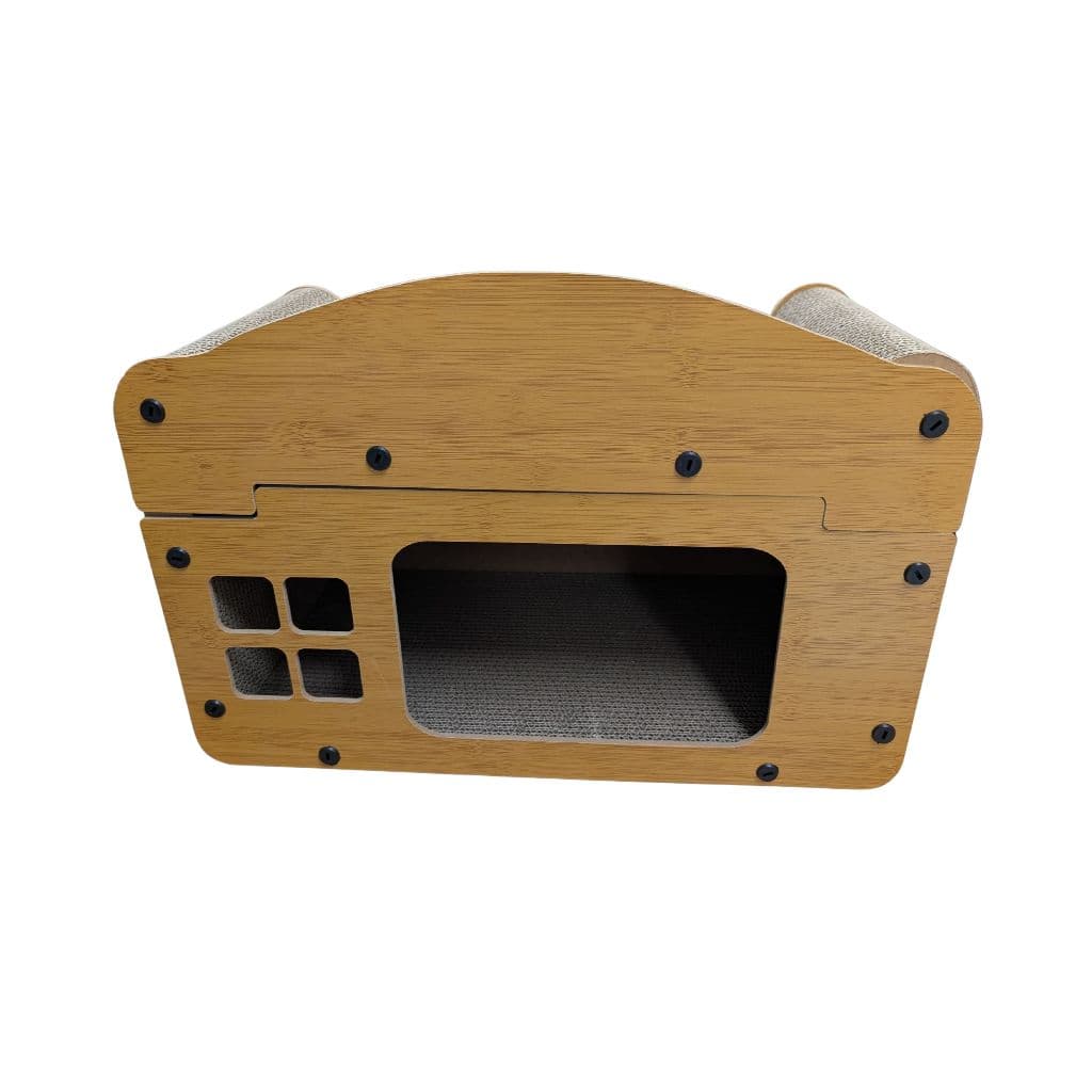 Casa Arranhador para Gatos com Papelão Ondulado – Casinha com Toca e Arranhador Kraft