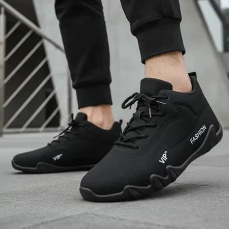 Tenis Esportivo Unissex Preto Lancaster Masculino Feminino Solado Antiderrapante para Lazer Caminhada Trabalho Festa