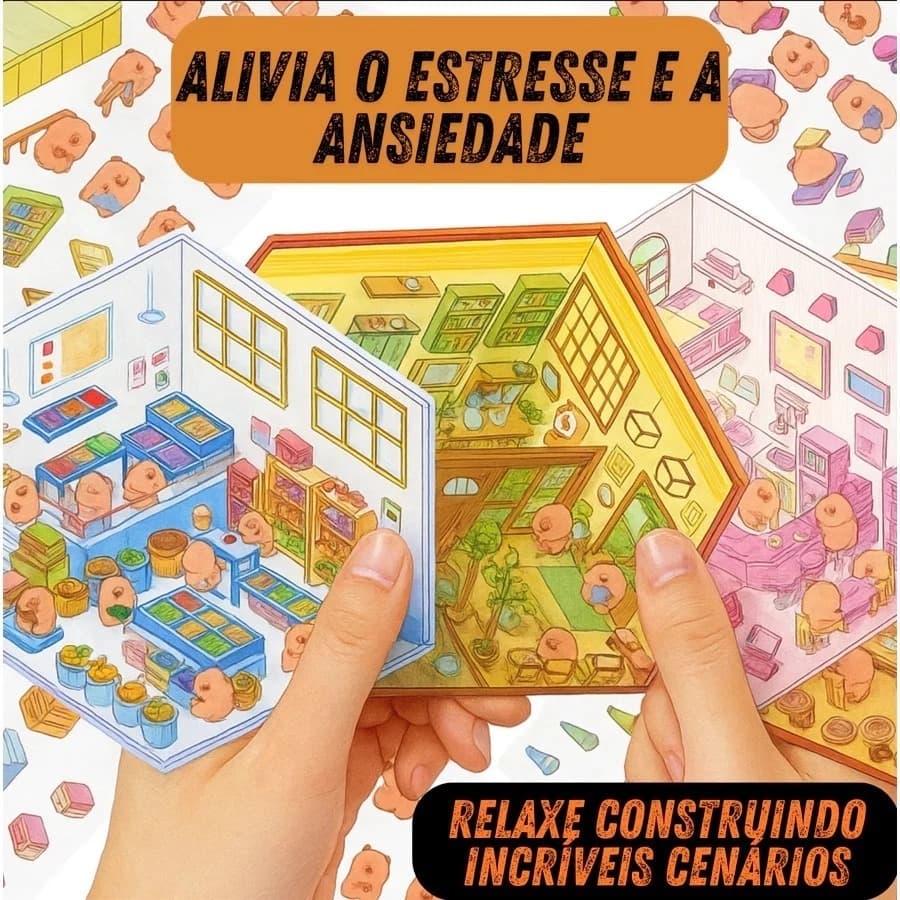 Kit Adesivos 3d Mini Cenario Mundo Capivara Cartela de Adesivo Divertida Fofo Paisagismo Kawaii
