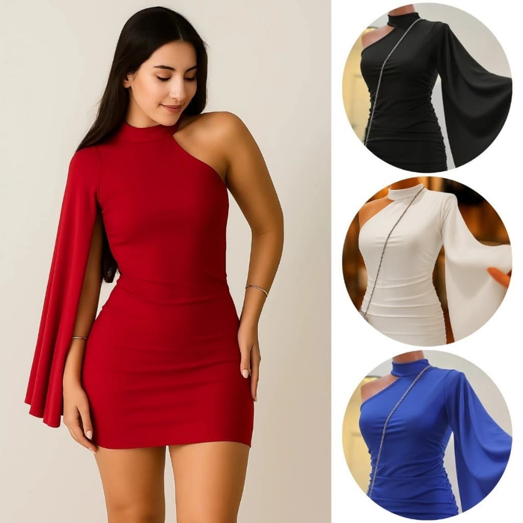 Vestido Feminino Manga Nula Moda Gringa Paty Show Suplex Premium Vestido de Festa em Tendencia