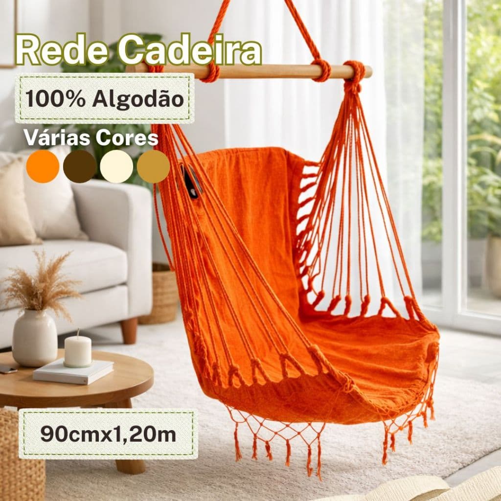 Rede Cadeira de Descanso 100% Algodão Macia e Resistente Diversas Cores