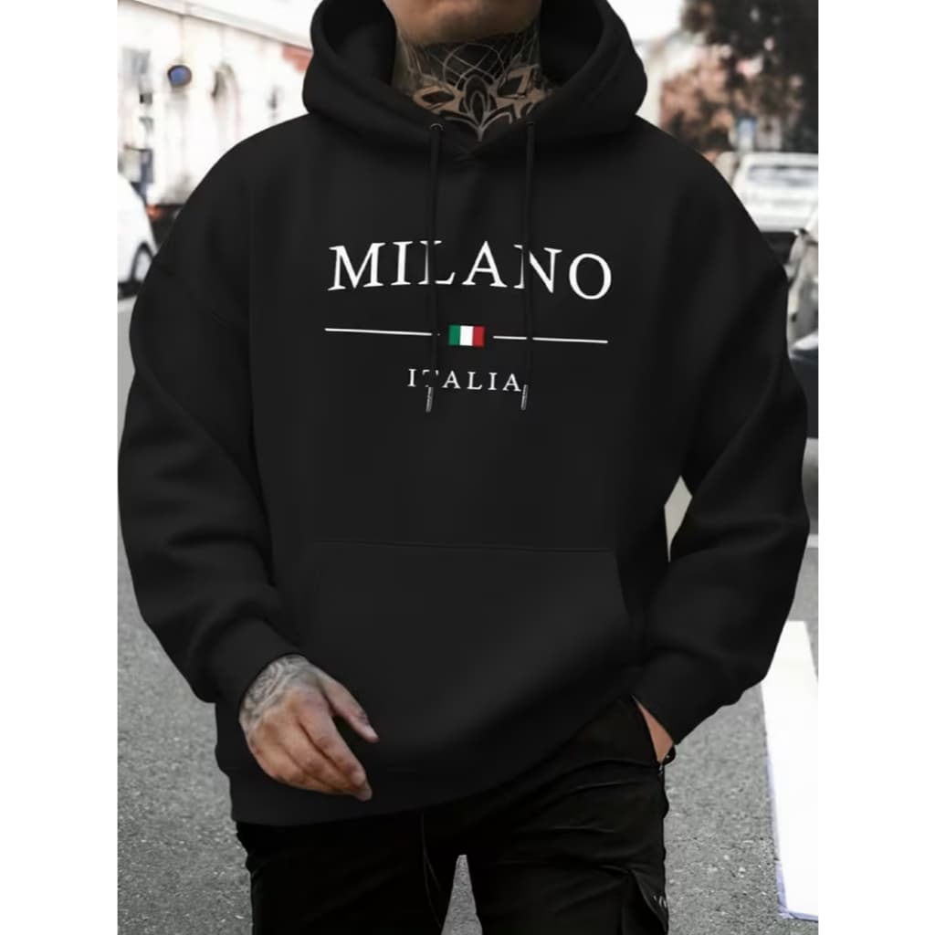 Moletom Masculino Moletom Canguru Blusa de Frio Unissex Moletom Estampado Italia Moletom Unissex