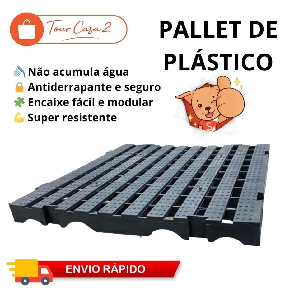 Piso Plástico Pallet Estrado Vazado 50x50cm Antiderrapante Modular Drenante Resistente Banheiro Deck