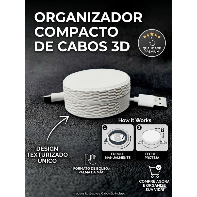 Kit 2 Organizadores de Cabos Compactos – Porta Carregador de Bolso Portátil Anti-Nó