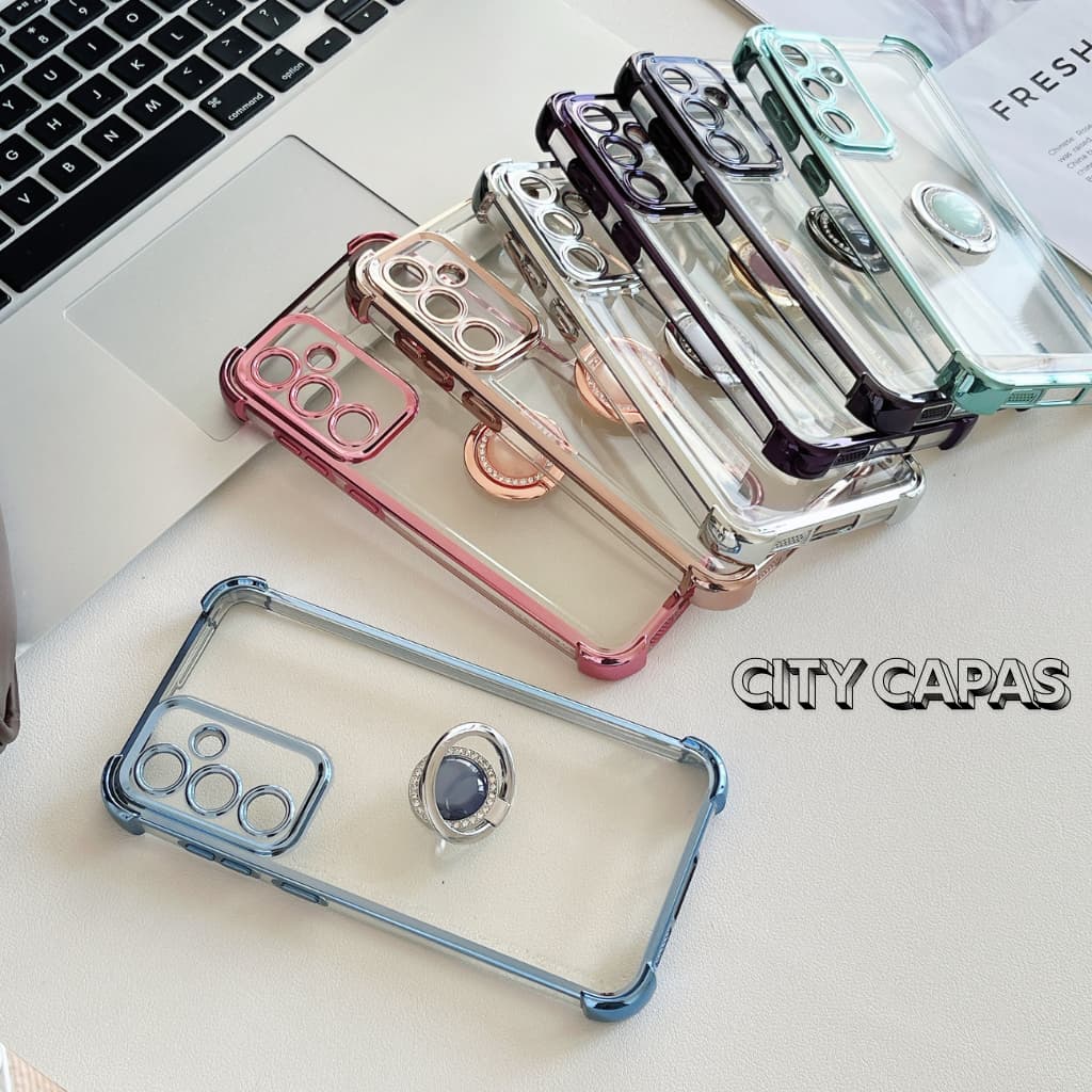 City Capas - Capinha Samsung A07 A56 A36 A16 A06 A55 A35 A25 A15 Transparente Anel Strass