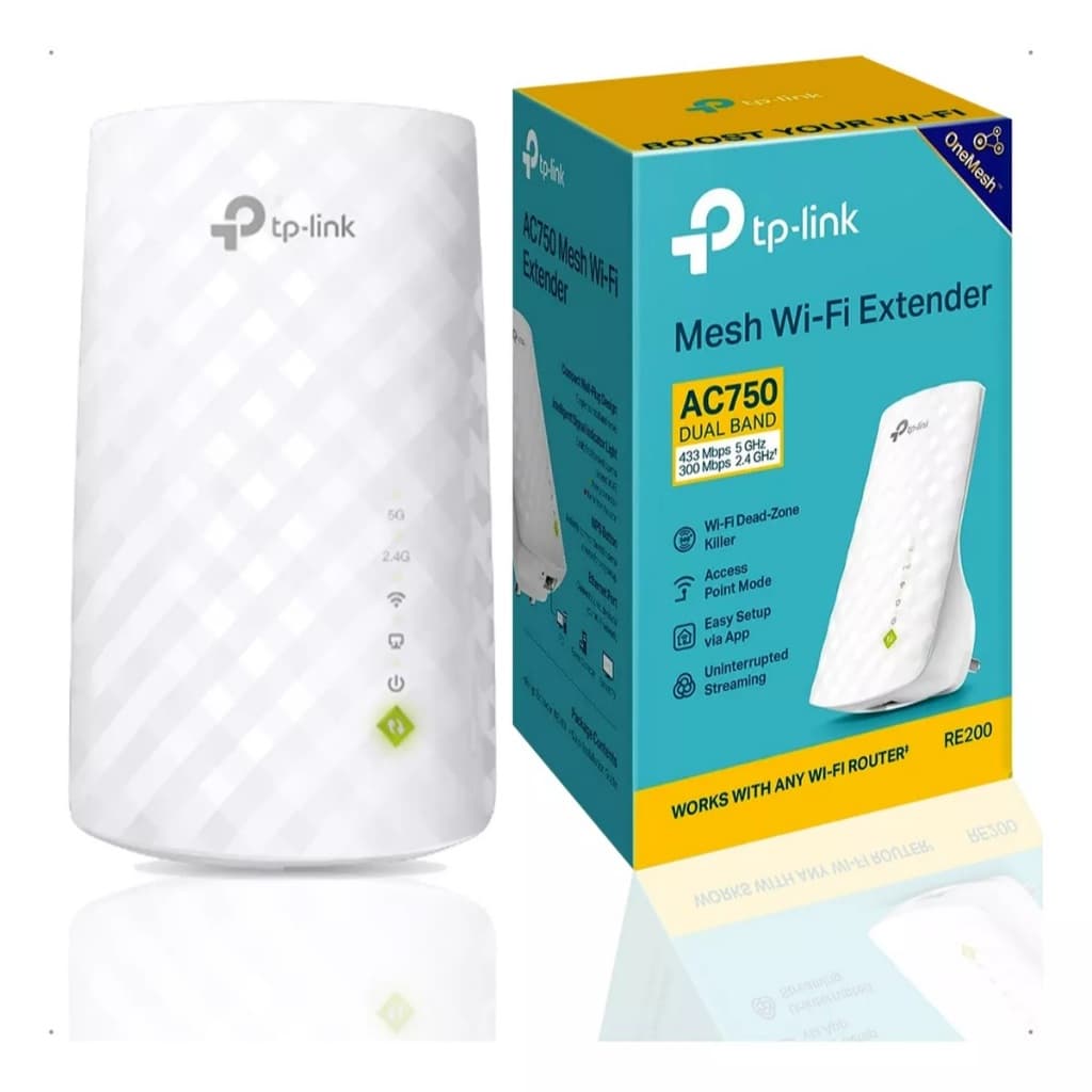 Repetidor Sinal Wi-fi Tp-link Re200 Ac750 Dual Band 2.4/5ghz 110v/220v