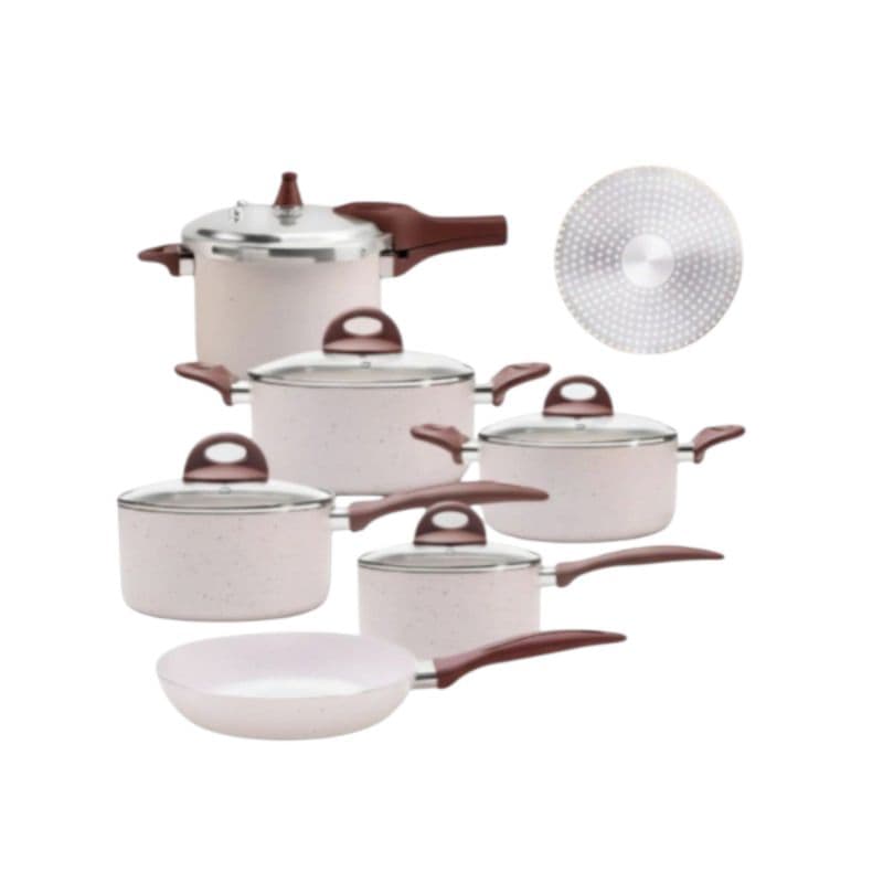 Brinox Jogo De Panelas De Induçao Com Panela De Pressão Ceramiclife Vanila 6 Peças