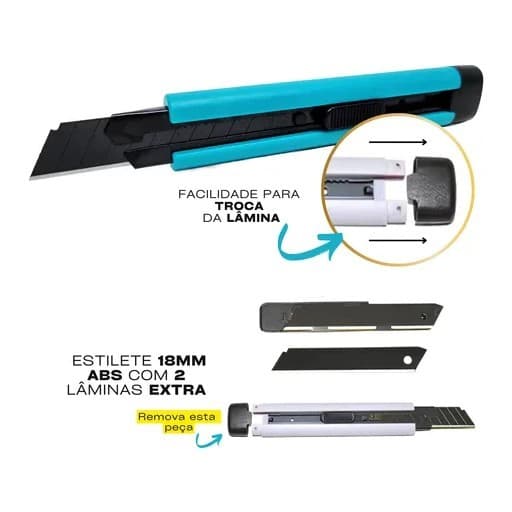 ESTILETE PROFISSIONAL 18MM ABS C/ 2 LAMINAS SK5