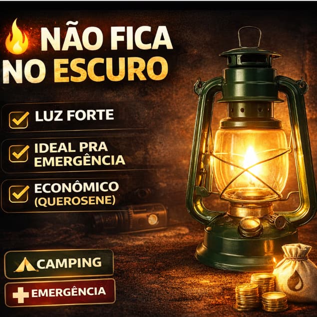 Lampião a Querosene 200ml Vintage Camping Pesca Emergência Apagão Portátil 24,5cm Verde