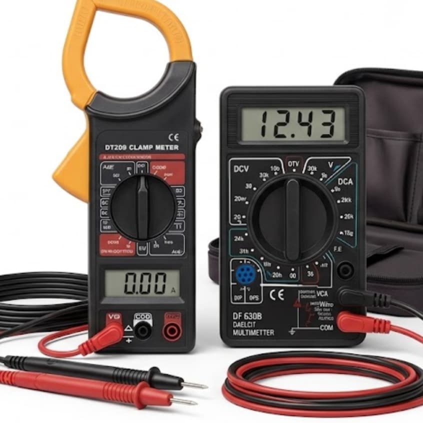 Kit Amperimetro Digital Portatil Tela Led + Multimetro Medidor Led Digital Corrente Preto