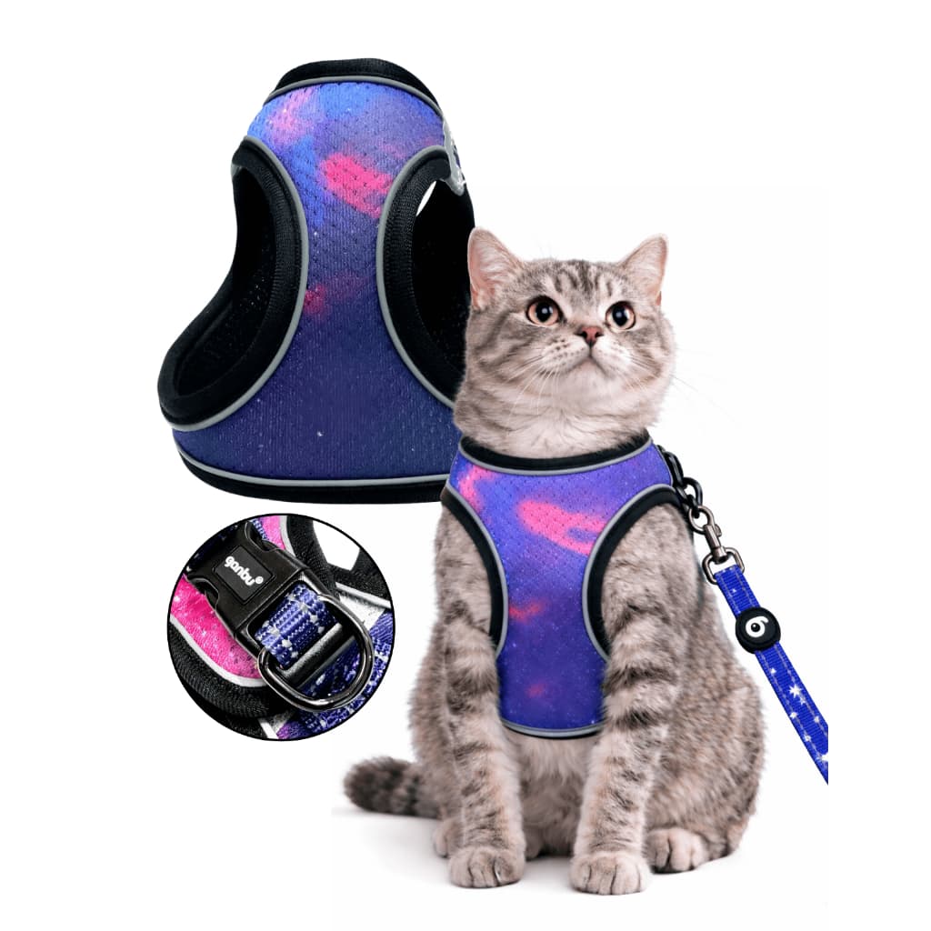 Peitoral com Guia Aucolors Galaxy Cat Ganbu
