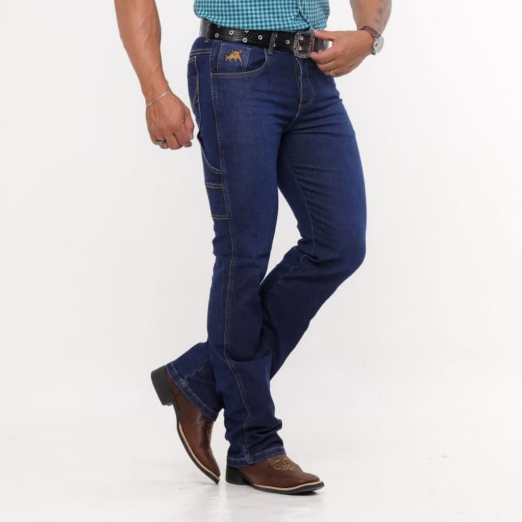 Calça MASCULINA TRADICIONAL Rodeio COUNTRY Boiadeiro Jeans Grosso com Elastano Texana