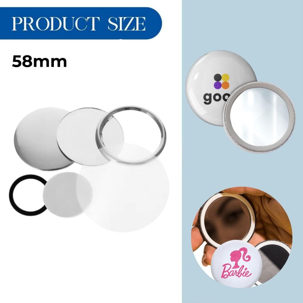 58mm Bottons Espelho 50 Unidades Para Máquina De Botton