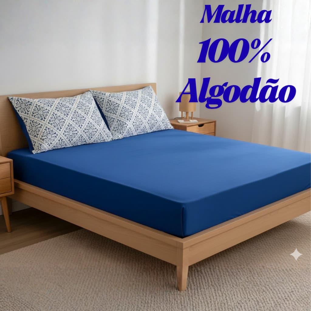 Jogo de Lençol de Malha Casal 3 peças 100% Algodão - Fronhas com Acabamento matelado