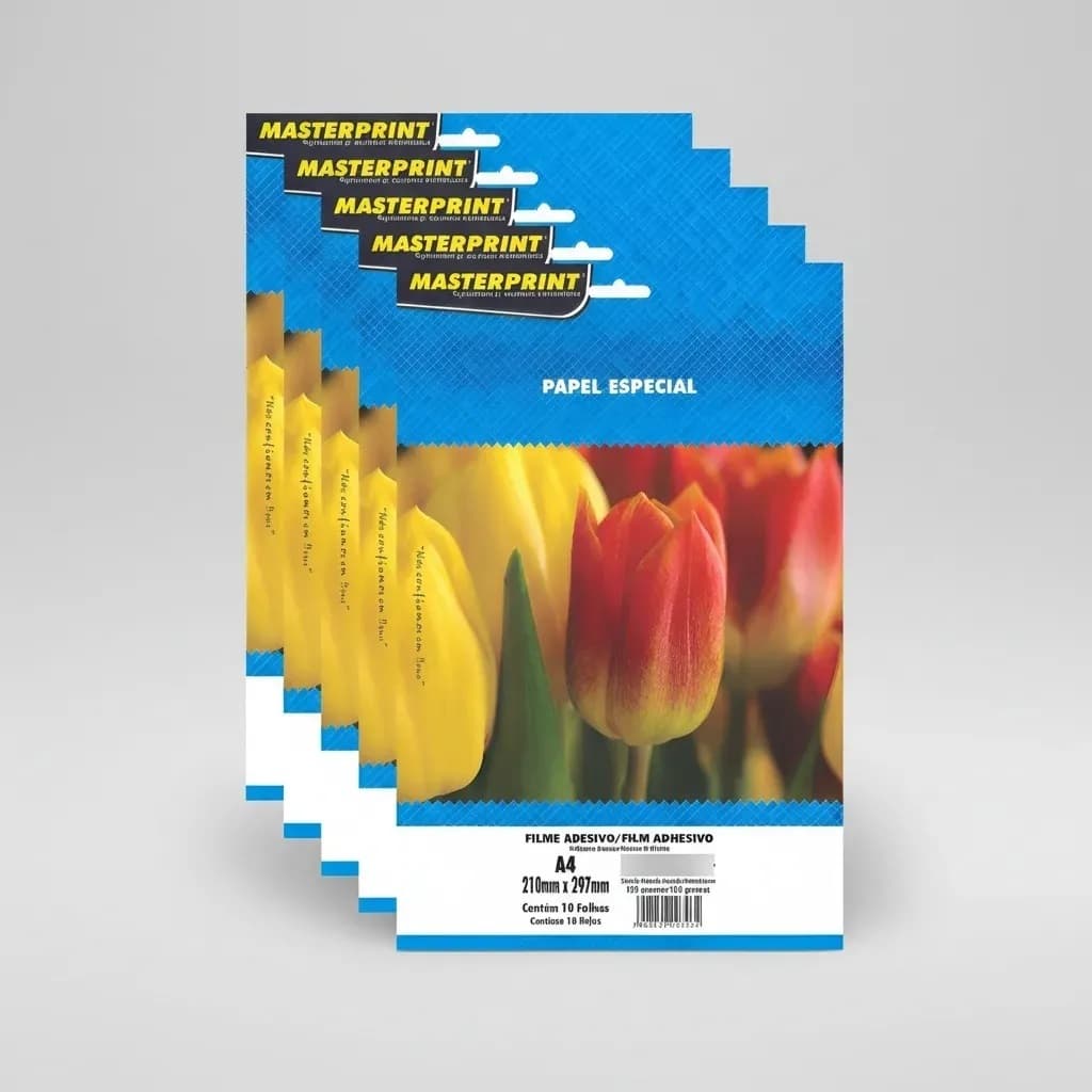 Adesivo Vinil Branco Brilho A4 135g c/10 Folhas Masterprint Impressora Jato De Tinta