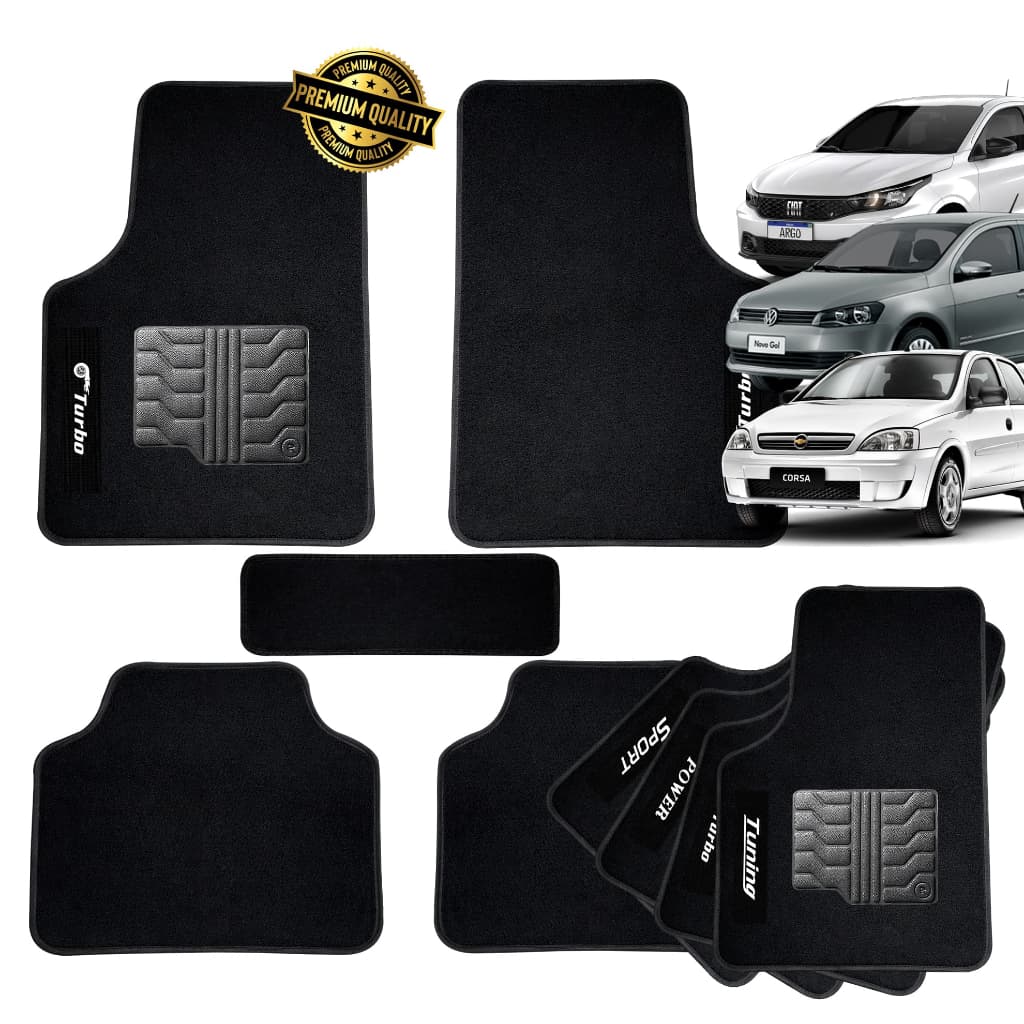 Tapete Automotivo Universal Antiderrapante Carpete com Bate Pé Reforçado Ajustável para Carro