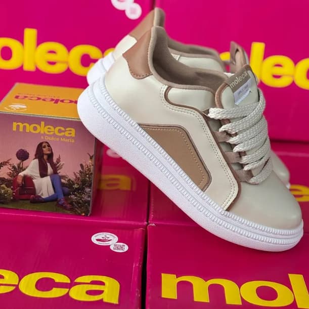 Tênis Feminino Moleca 5816.105 Original Casual Confortável Leve Macio Antiderrapante Cadarço Moda Street