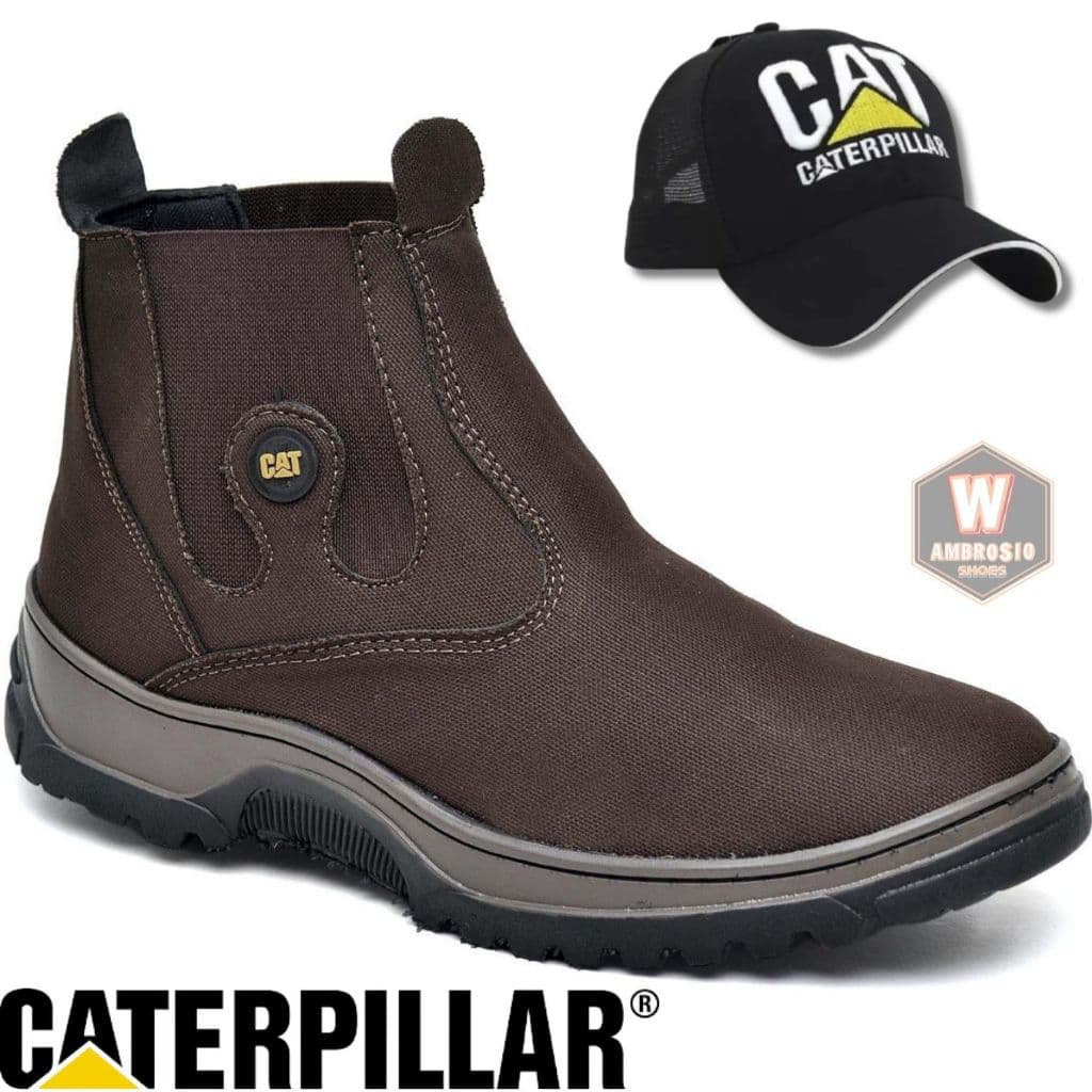 Bota Masculina Botina Trabalho Caterpillar Oferta Lançamento + Boné CAT